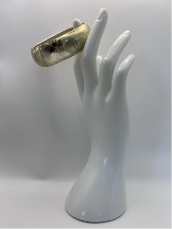 Unknown Jewelry - Bracelet Silver Tone Resin Wide Bangle Textured‎ Etched Dome Fashion Jewelry
